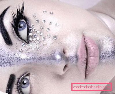 sølv aqua sminke med rhinestones sølv aqua sminke med rhinestones