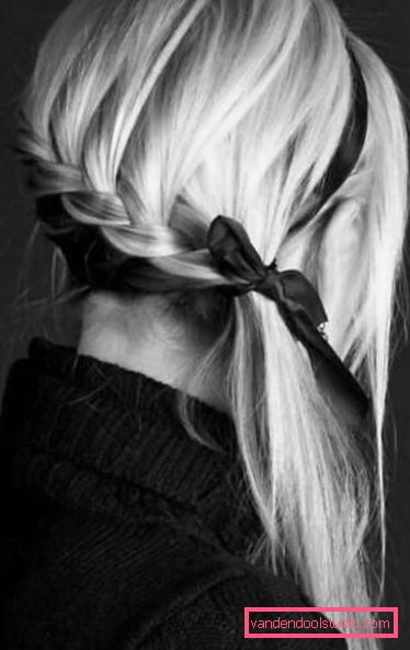 Braid veve langt hår med bånd Frisyrer med fletninger for langt hår