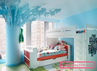 En interessant design av et barnerom for en gutt i ulike aldre.