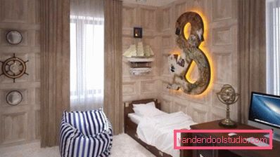 En interessant design av et barnerom for en gutt i ulike aldre.