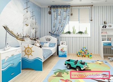 En interessant design av et barnerom for en gutt i ulike aldre.