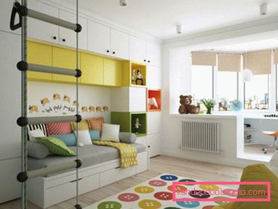En interessant design av et barnerom for en gutt i ulike aldre.